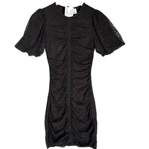 NWT H&M Lace Rouched Bodycon Mini Dress Puff Sleeve Whimsigoth Witchy XS
